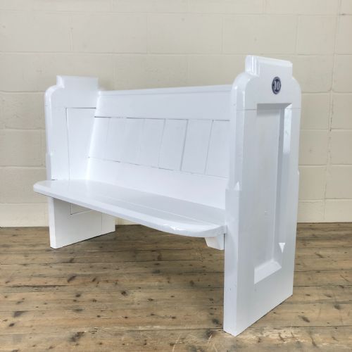 Antique White Painted Pew Bench