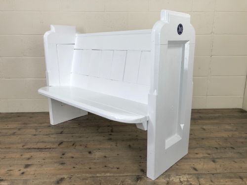 fig 1. Antique White Painted Pew Bench