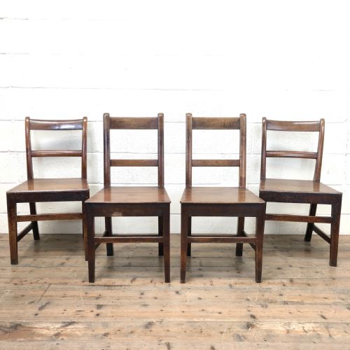 Four 19th Century Oak Back Bar Chairs