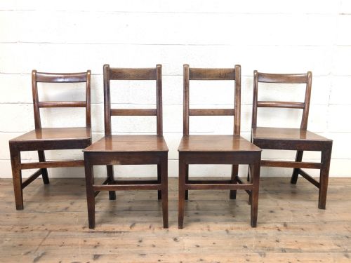 fig 1. Four 19th Century Oak Back Bar Chairs