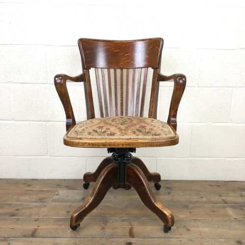 Early 20th Century Oak Captain’s Swivel Chair