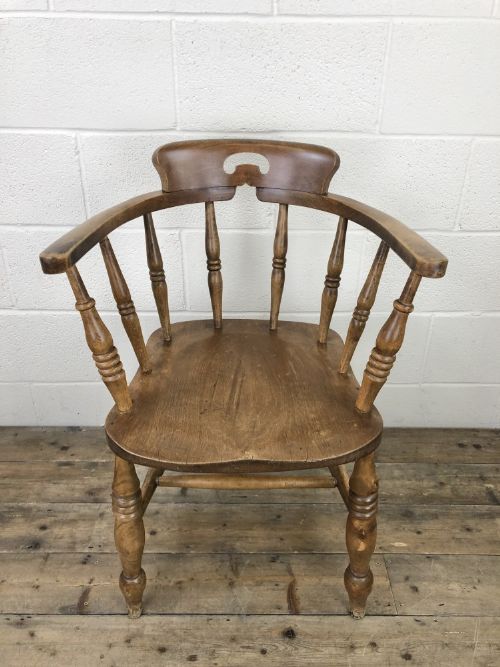 Antique Beech Spindle Back Smoker's Bow Chair