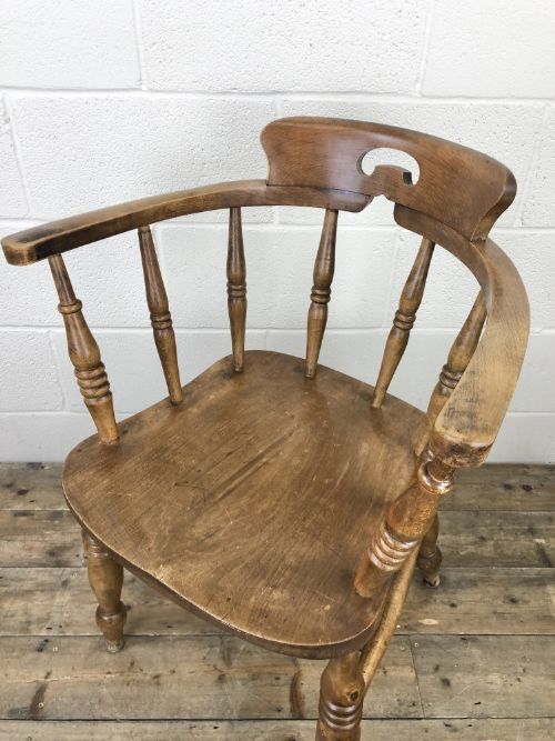 fig 1. Antique Beech Spindle Back Smoker's Bow Chair