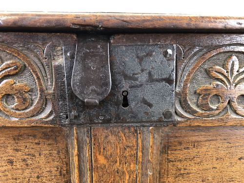 fig 1. Antique 18th Century Joined Oak Coffer