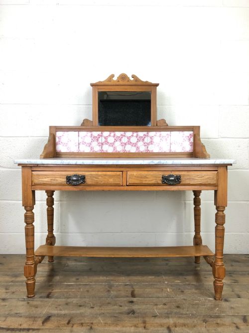 fig 1. Victorian Pine Washstand with Marble Top