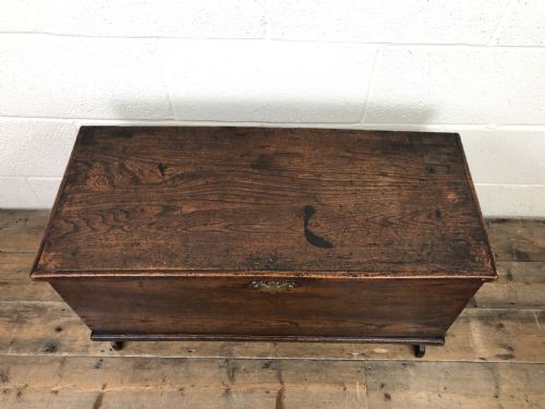 fig 2. Small Antique 18th Century Elm Six Plank Coffer Chest