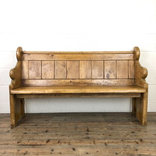 fig 1. Rustic Antique Pine Church or Chapel Pew