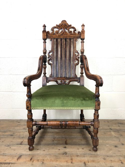 Victorian Carved Oak Armchair