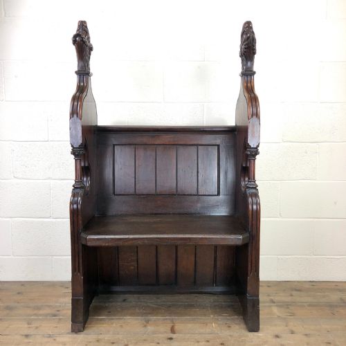 Carved Oak Antique Church Pew