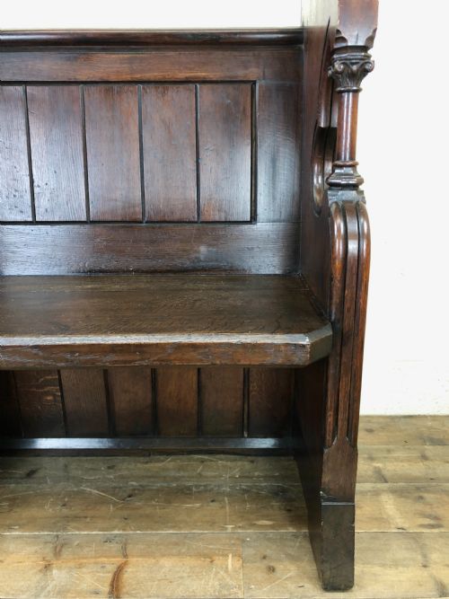 fig 2. Carved Oak Antique Church Pew