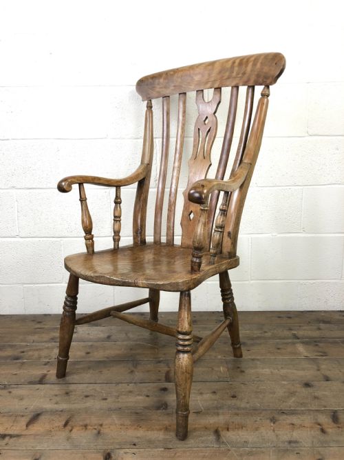 Ash and Elm Antique Kitchen Armchair