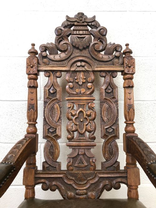 fig 1. Antique Victorian Carved Oak Armchair