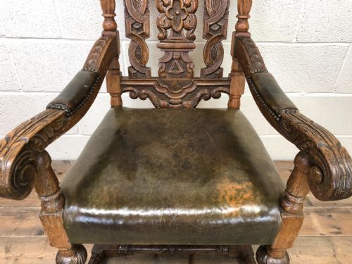 fig 2. Antique Victorian Carved Oak Armchair