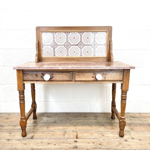 Antique Pine Tile Back Washstand