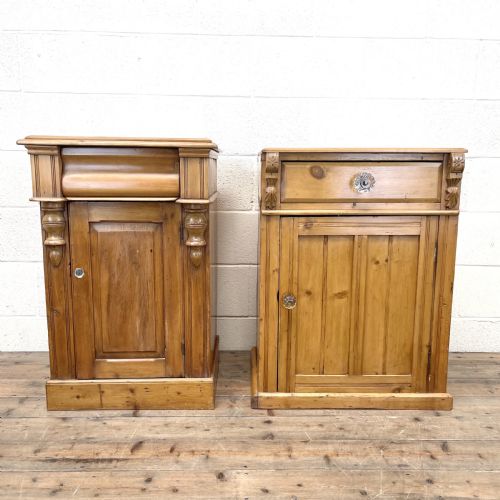 fig 1. Two Similar Antique Pine Bedside Cupboards