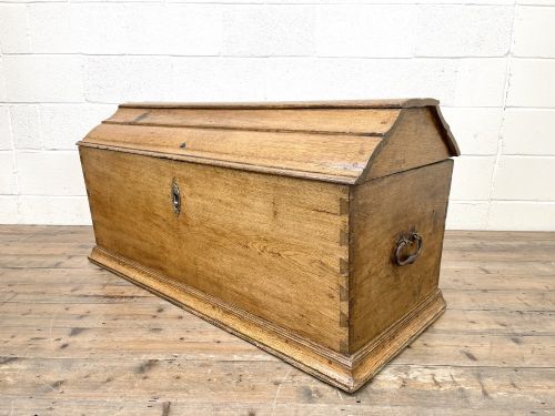 fig 1. 19th Century Antique Oak Dome Top Trunk
