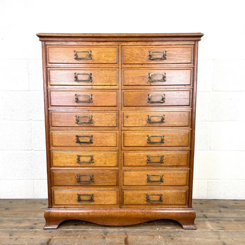 Antique Oak Bank of Drawers or Filing Cabinet