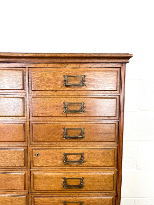 fig 2. Antique Oak Bank of Drawers or Filing Cabinet