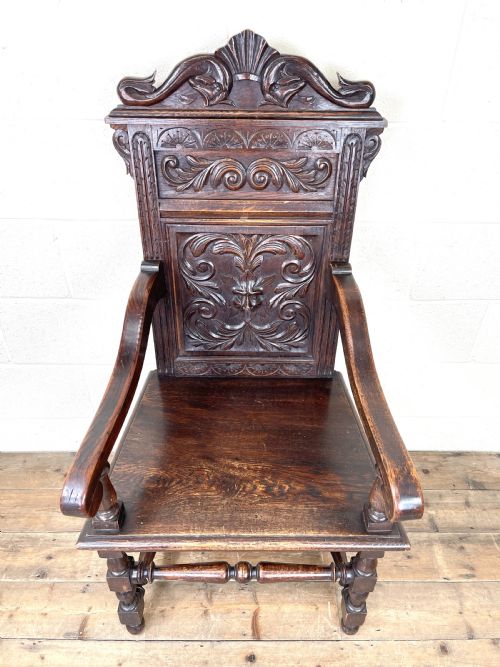fig 1. Antique Carved Oak Armchair