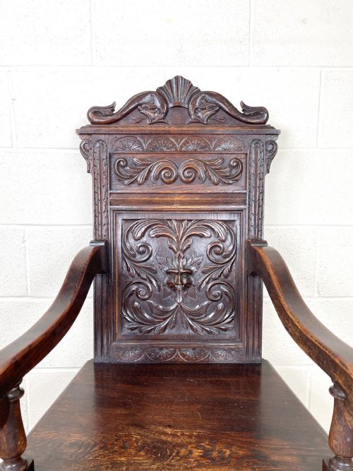 fig 2. Antique Carved Oak Armchair
