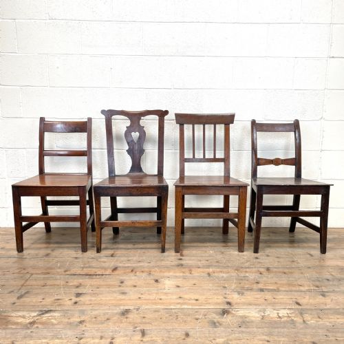 Set of Four Mix and Match Welsh Oak Farmhouse Chairs