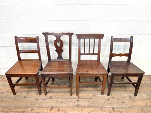 fig 1. Set of Four Mix and Match Welsh Oak Farmhouse Chairs