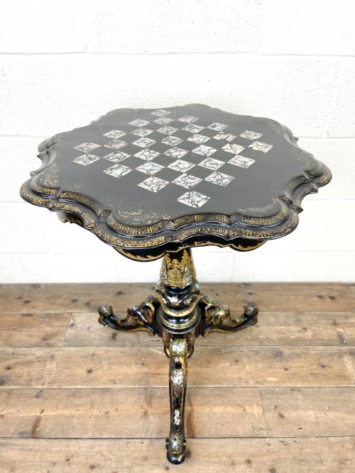 fig 1. Antique Lacquered and Inlaid Chess Table
