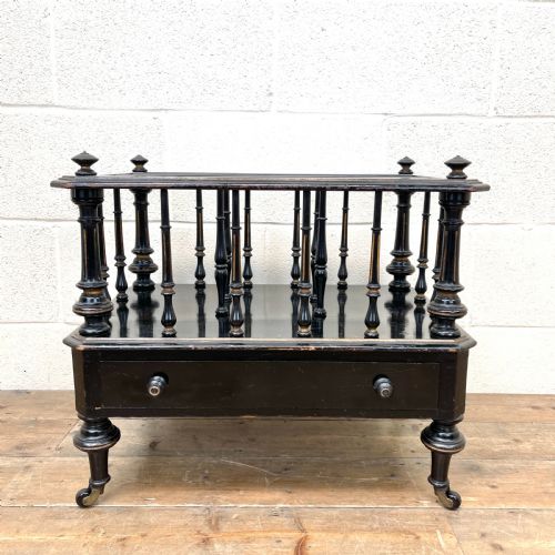 Antique Victorian Ebonised Canterbury Magazine Rack