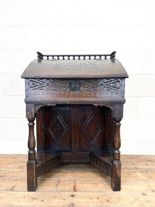 fig 1. Antique Carved Oak Desk