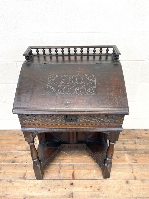 fig 2. Antique Carved Oak Desk