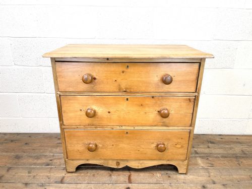 fig 1. Small Antique Rustic Pine Chest of Drawers 