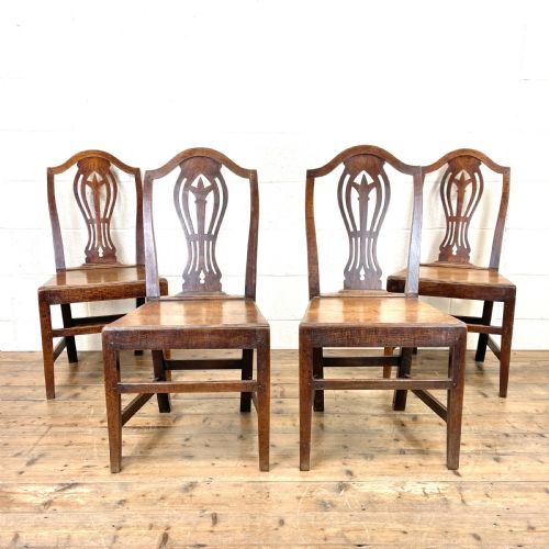 Set of Four Antique Welsh Oak Dining Chairs