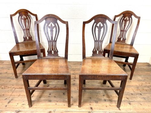 fig 1. Set of Four Antique Welsh Oak Dining Chairs