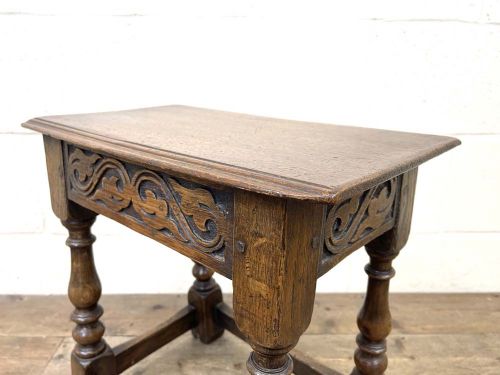 fig 1. Antique Carved Oak Joint Stool