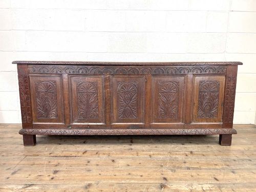 fig 1. Huge 18th Century Carved Oak Coffer