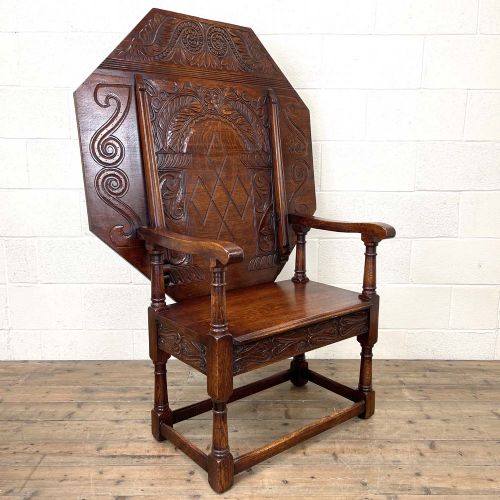 Large Early 20th Century Antique Oak Monk’s Seat