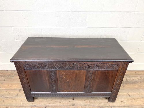 fig 1. 18th Century Antique Oak Panelled Coffer