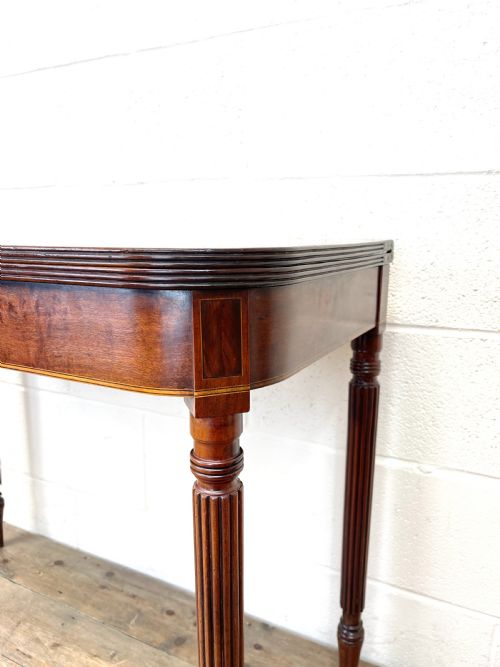 fig 1. 19th Century Mahogany and Boxwood Fold Over Table