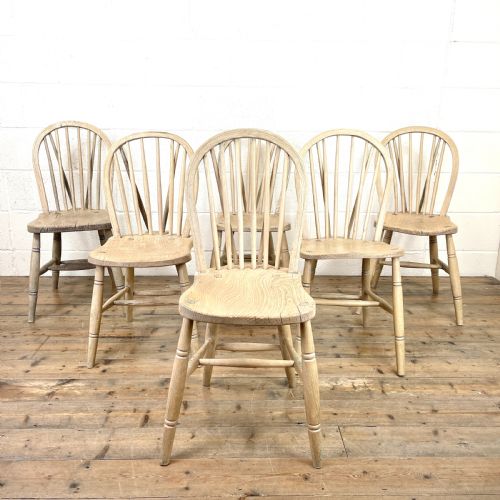 Matched Set of Six Rustic Farmhouse Kitchen Chairs