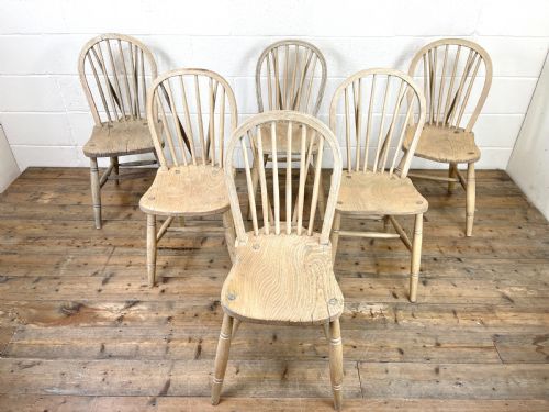 fig 1. Matched Set of Six Rustic Farmhouse Kitchen Chairs