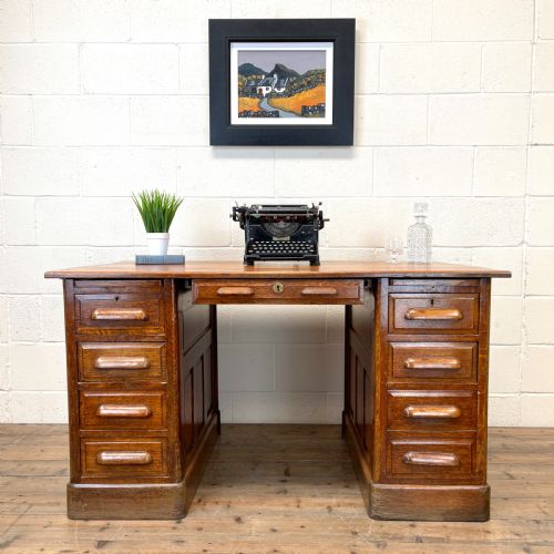 fig 1. Antique Oak Pedestal Desk