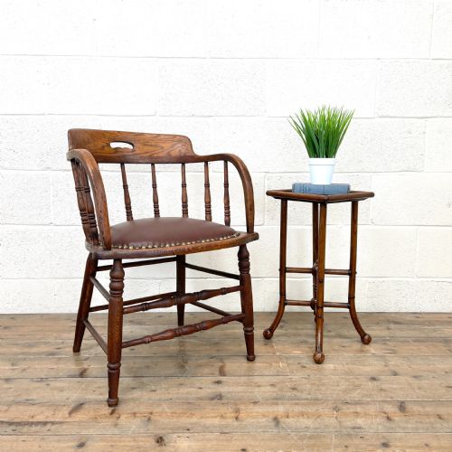 Antique Desk Chair with Leather Seat