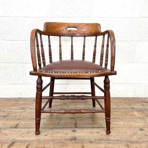 fig 1. Antique Desk Chair with Leather Seat