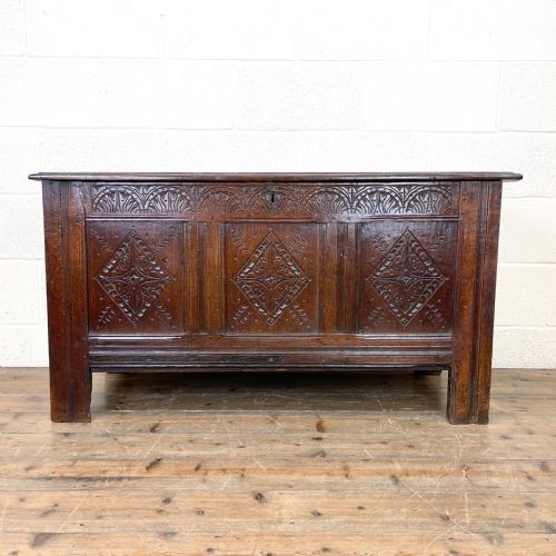18th Century Carved Oak Coffer