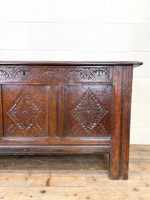 fig 1. 18th Century Carved Oak Coffer