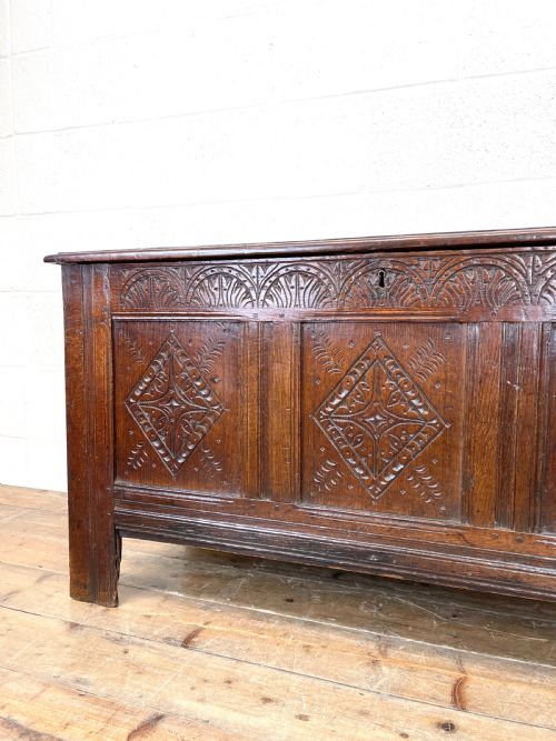 fig 2. 18th Century Carved Oak Coffer