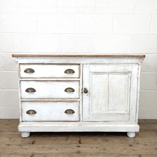 fig 1. Distressed Antique Pine Cupboard with Painted Base