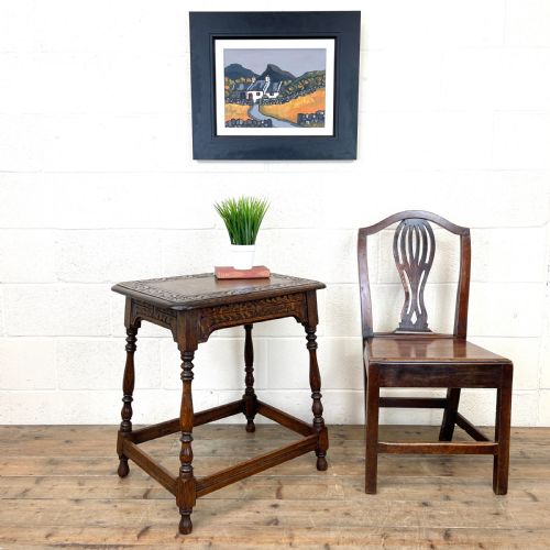 fig 1. Early 20th Century Antique Oak Carved Side table
