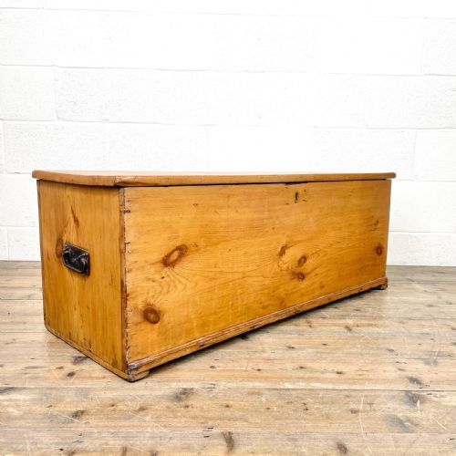 Antique Victorian Six Plank Pine Trunk