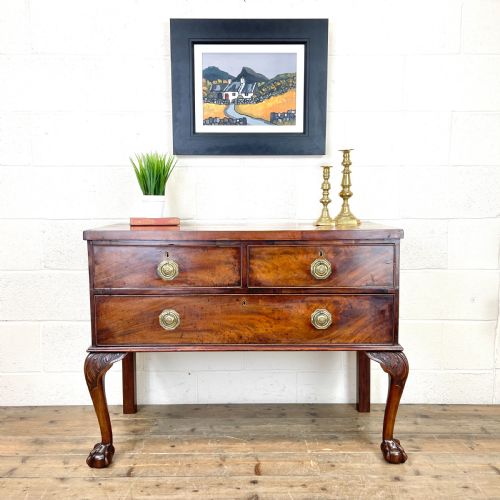 fig 1. Antique Queen Anne Style Mahogany Side Table